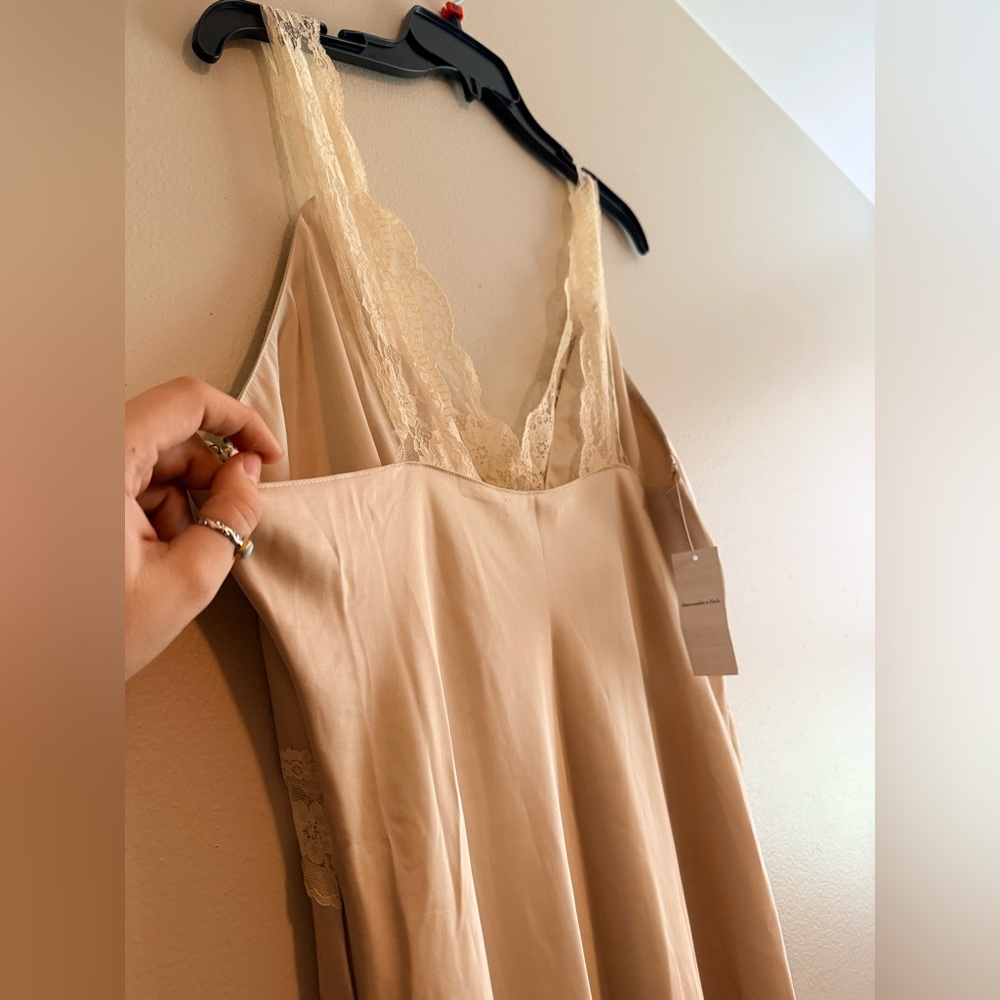Rare! NWT Abercrombie and Fitch Satin & Lace Dress Size L - Picture 5 of 8